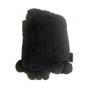 Peace Love World 70x60 Pom Pom Cable Knit Blanket Black